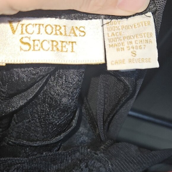 Vtg Victoria's Secret Gold Label Black Long Night Gown Womens Small Maxi - Picture 3 of 7